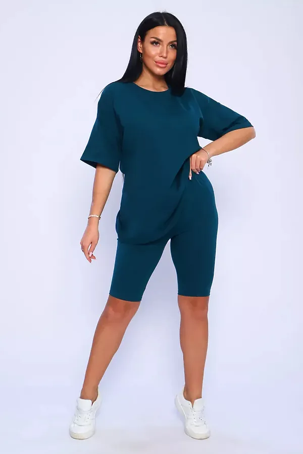 Костюм с велосипедками КЖ-002 НАТАЛИ, изумрудный - фото 2