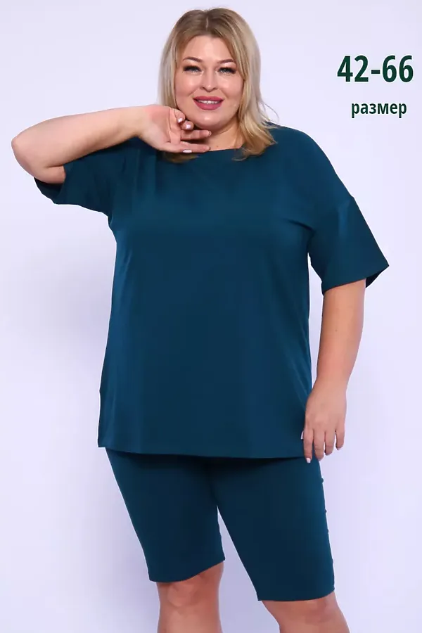 Костюм с велосипедками КЖ-002 НАТАЛИ, изумрудный - фото 2