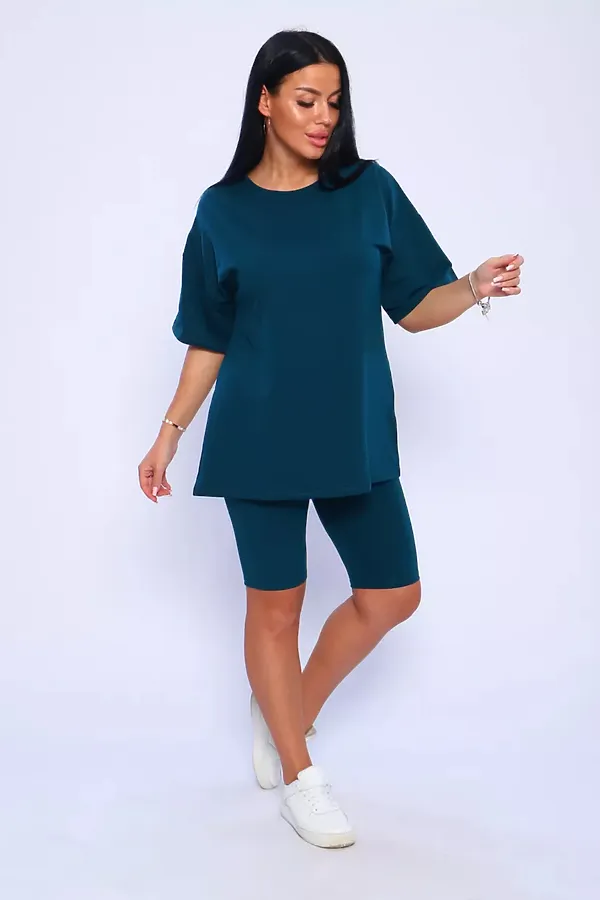 Костюм с велосипедками КЖ-002 НАТАЛИ, изумрудный - фото 2