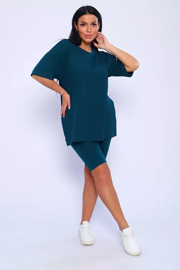 Костюм с велосипедками КЖ-002 НАТАЛИ, изумрудный - фото 2