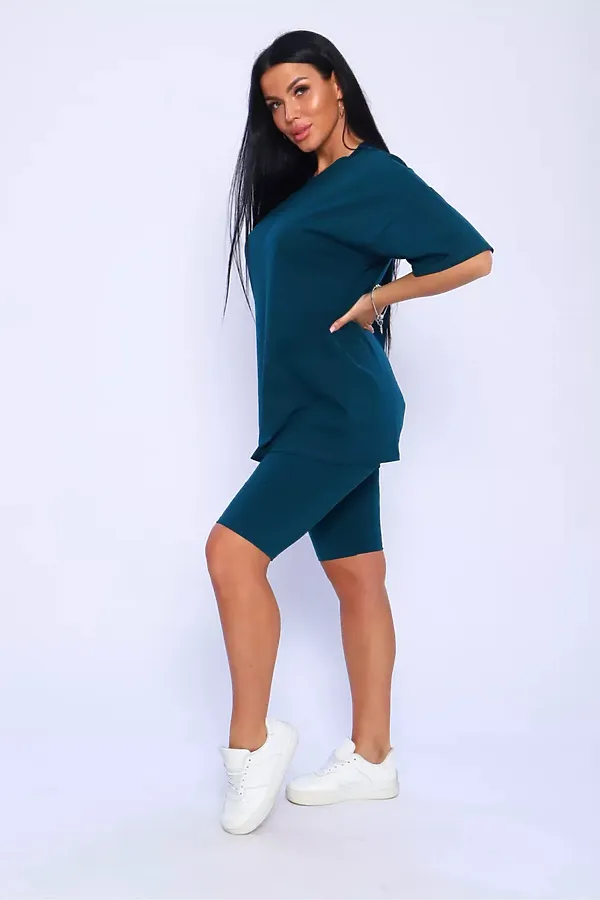 Костюм с велосипедками КЖ-002 НАТАЛИ, изумрудный - фото 2