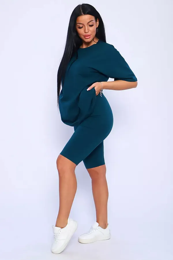 Костюм с велосипедками КЖ-002 НАТАЛИ, изумрудный - фото 2