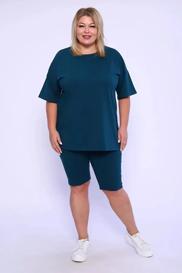 Костюм с велосипедками КЖ-002 НАТАЛИ, изумрудный - фото 2