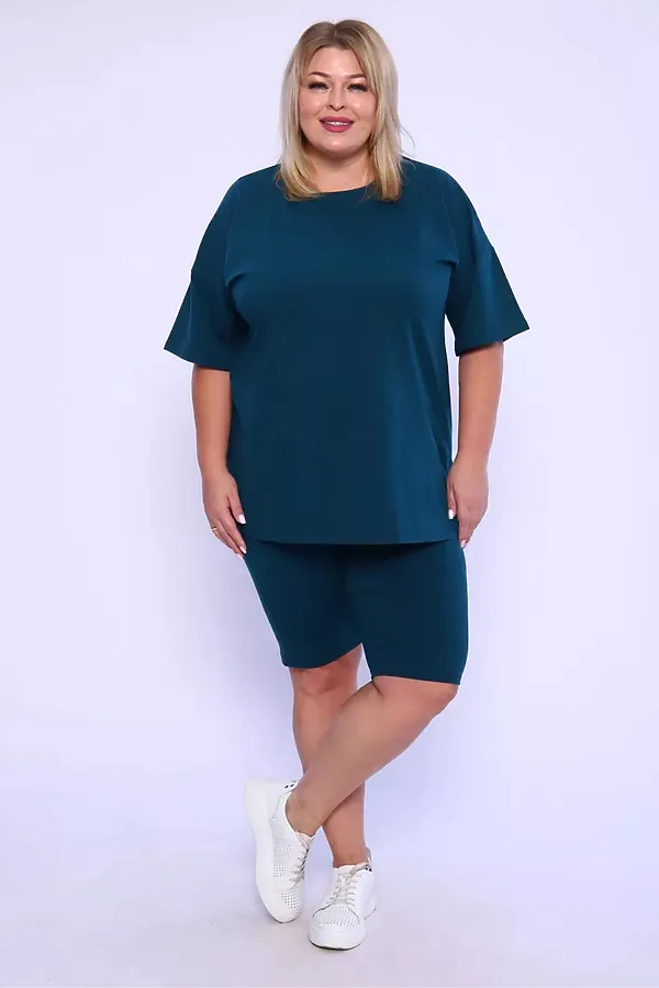 Костюм с велосипедками КЖ-002 НАТАЛИ, изумрудный - фото 2