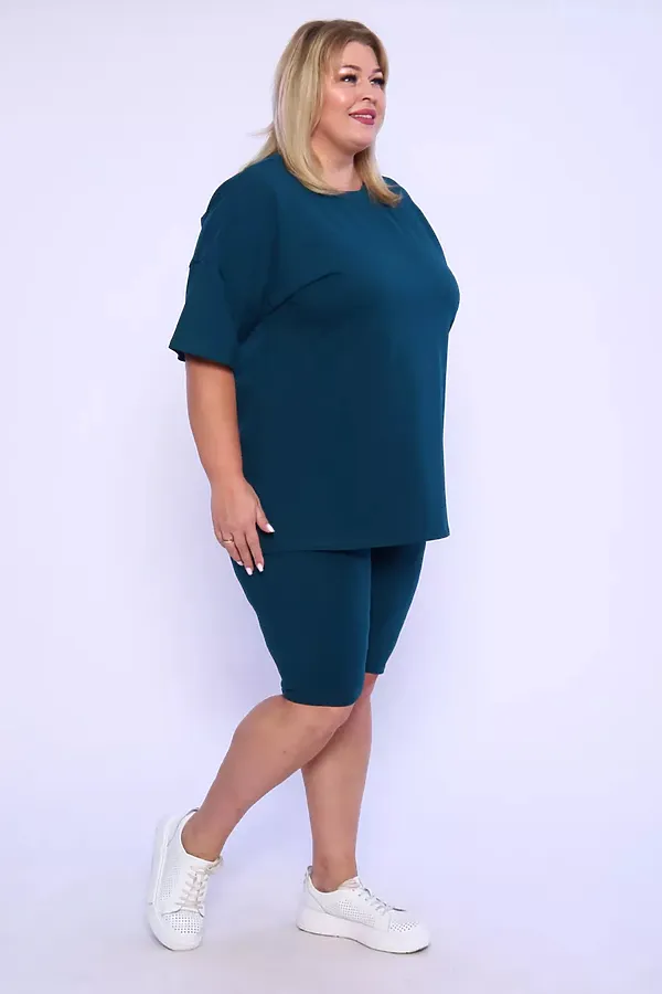 Костюм с велосипедками КЖ-002 НАТАЛИ, изумрудный - фото 2