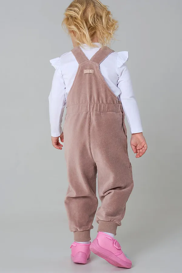 Полукомбинезон детский трикотажный для девочек PLAYTODAY, бежевый - фото 2
