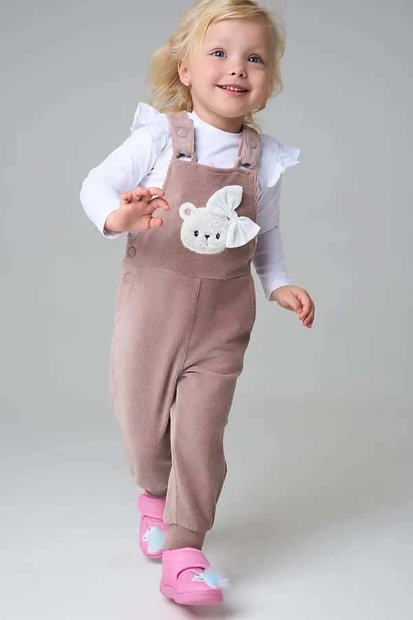 Полукомбинезон детский трикотажный для девочек PLAYTODAY, бежевый - фото 2