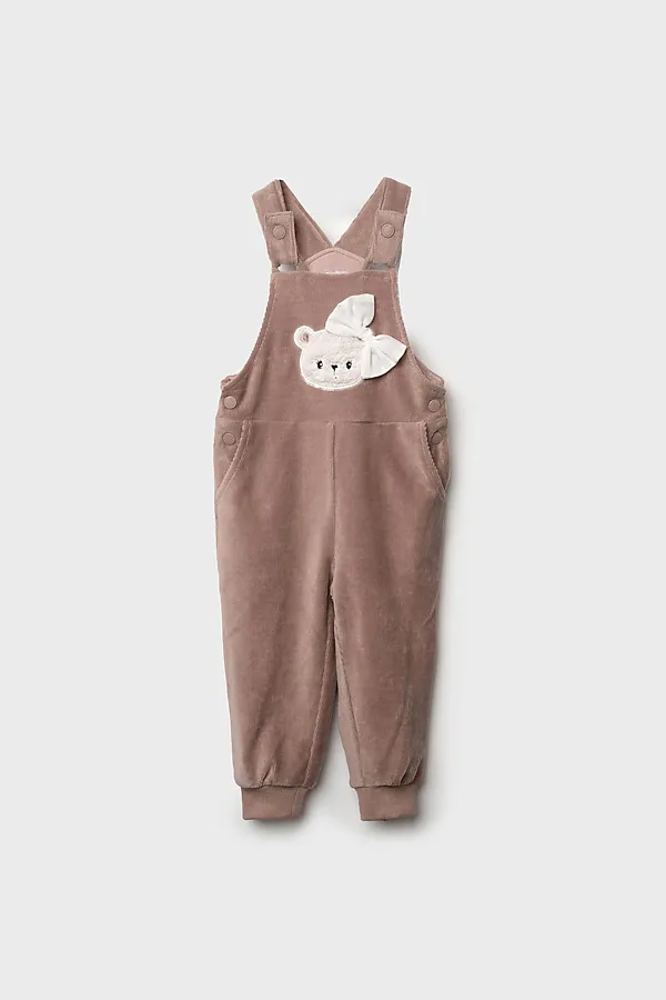 Полукомбинезон детский трикотажный для девочек PLAYTODAY, бежевый - фото 2