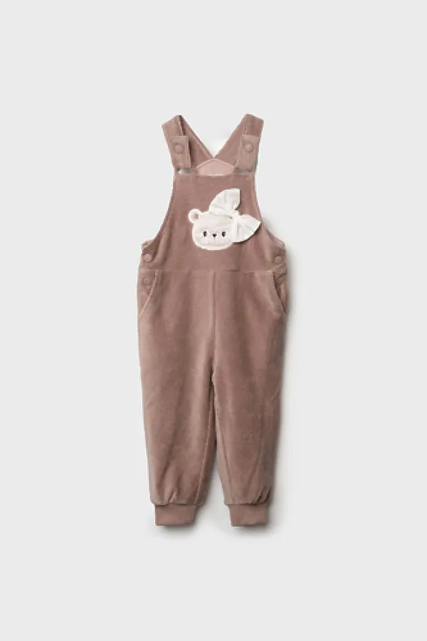 Полукомбинезон детский трикотажный для девочек PLAYTODAY, бежевый - фото 2