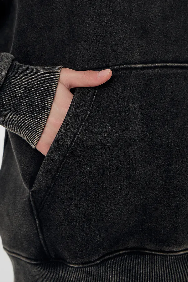 Худи женское MARK FORMELLE, acid wash черный +печать - фото 2