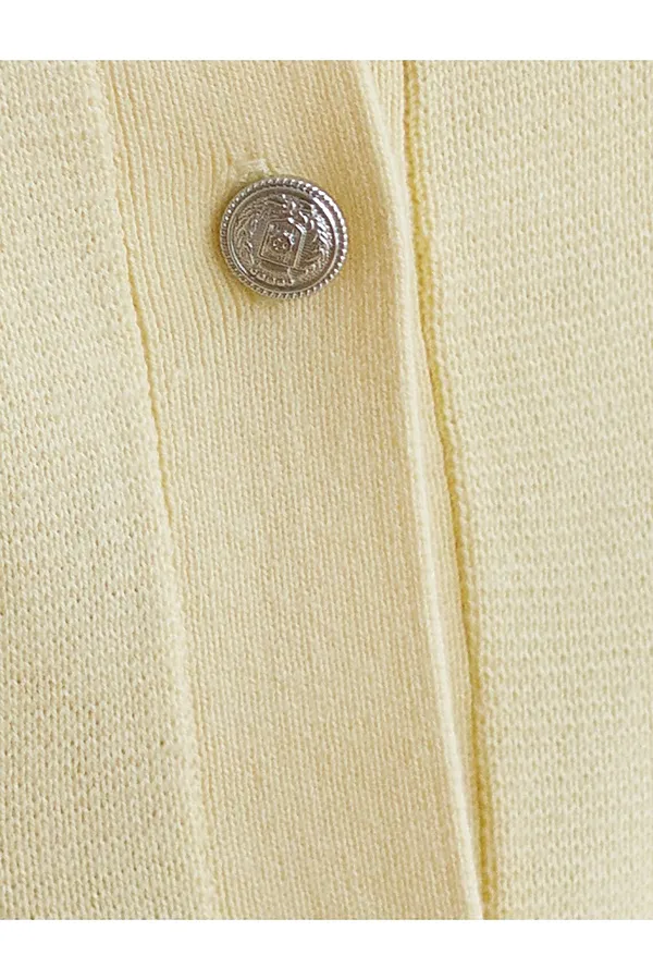 Кардиган c коротким рукавом вязаный из хлопка с акрилом VILATTE, сливочное масло - фото 2