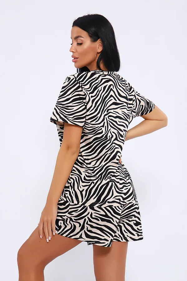 Пижама с шортами ПЖ-004 НАТАЛИ, зебра молочная - фото 2