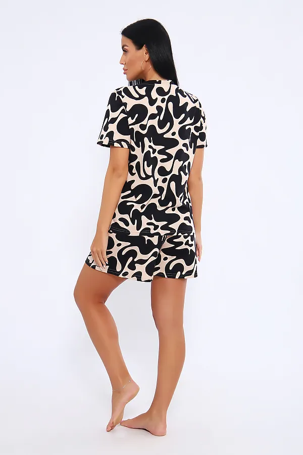 Пижама с шортами ПЖ-004 НАТАЛИ, веточки - фото 2