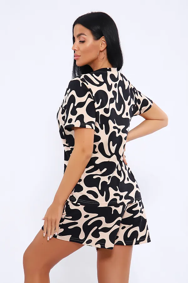 Пижама с шортами ПЖ-004 НАТАЛИ, веточки - фото 2