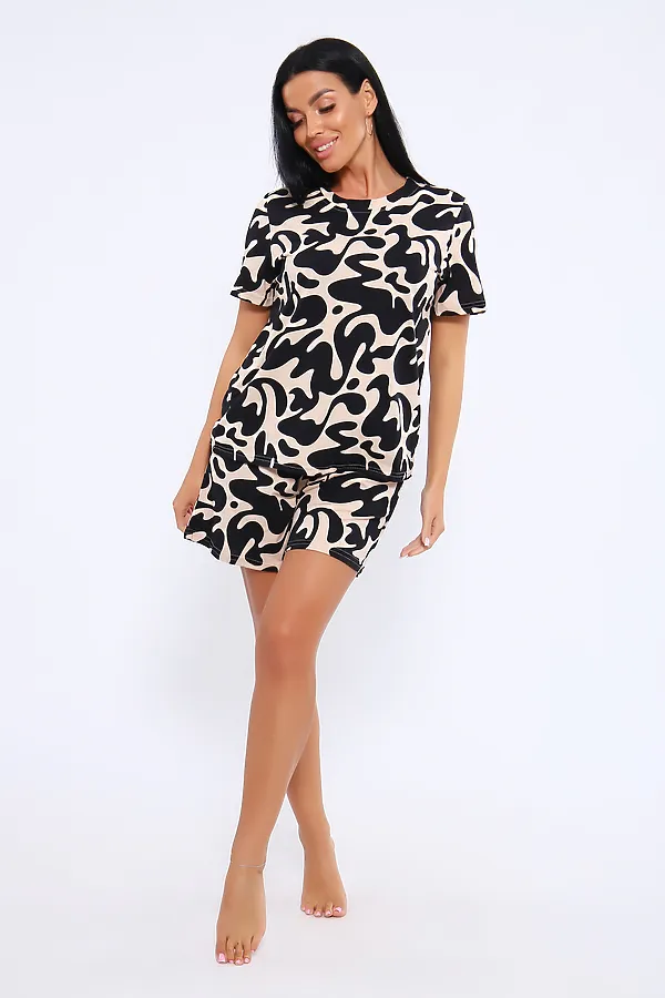 Пижама с шортами ПЖ-004 НАТАЛИ, веточки - фото 2