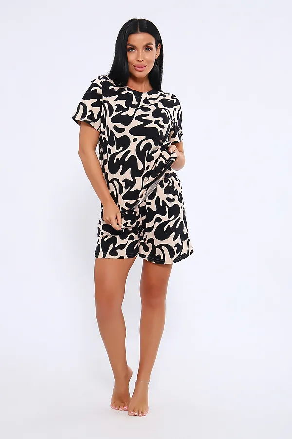 Пижама с шортами ПЖ-004 НАТАЛИ, веточки - фото 2