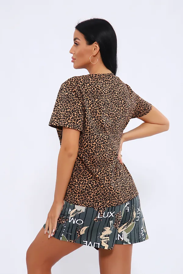 Пижама с шортами ПЖ-004 НАТАЛИ, люкс зелёный - фото 2