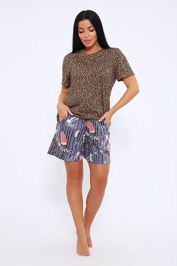 Пижама с шортами ПЖ-004 НАТАЛИ, люкс серый - фото 2