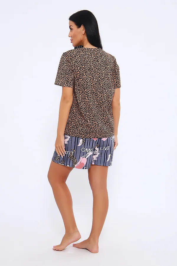 Пижама с шортами ПЖ-004 НАТАЛИ, люкс серый - фото 2