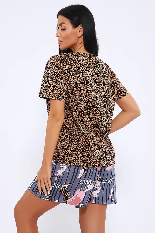 Пижама с шортами ПЖ-004 НАТАЛИ, люкс серый - фото 2