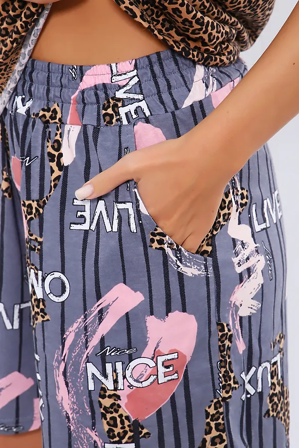 Пижама с шортами ПЖ-004 НАТАЛИ, люкс серый - фото 2