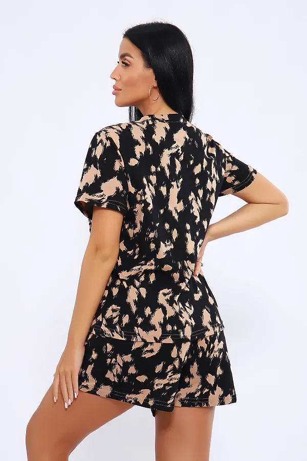 Пижама с шортами ПЖ-004 НАТАЛИ, лапки бежевые - фото 2