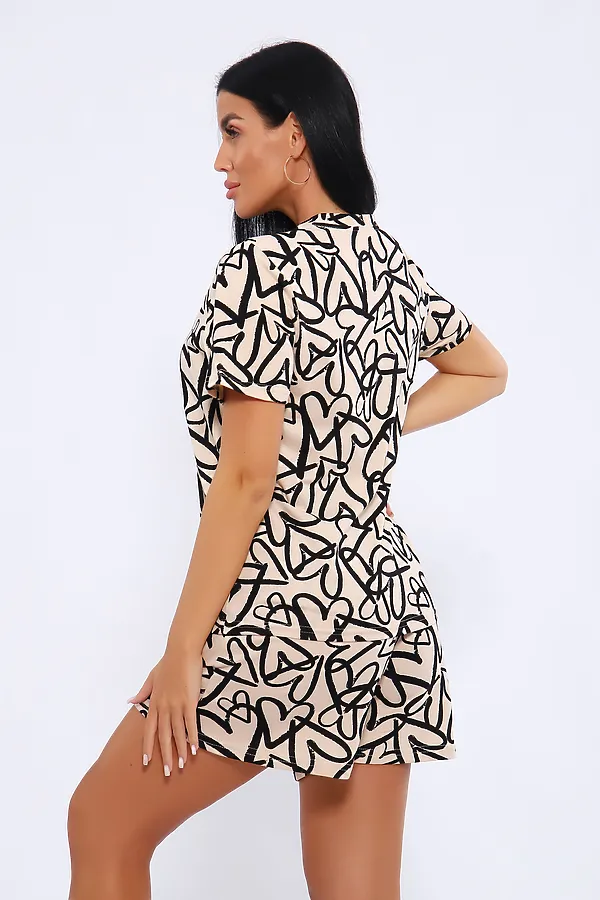 Пижама с шортами ПЖ-004 НАТАЛИ, сердце молочный - фото 2