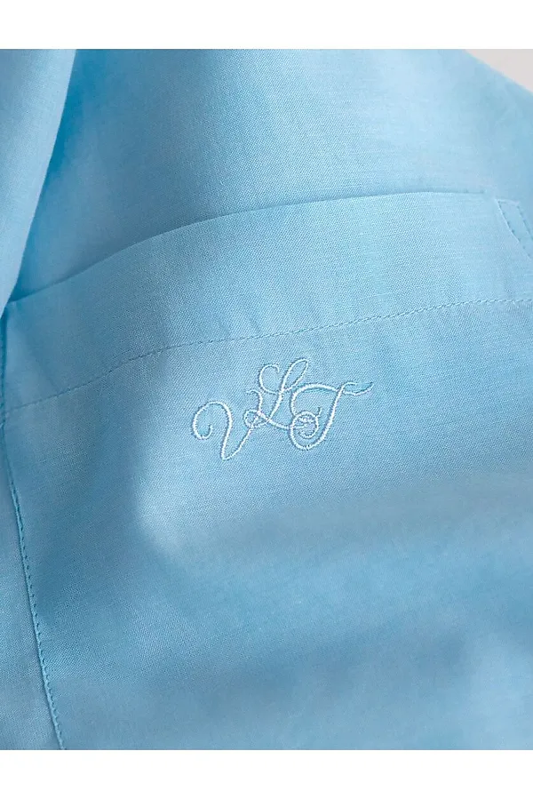 Блузка свободная с карманом из хлопка VILATTE, лазурно-голубой - фото 2