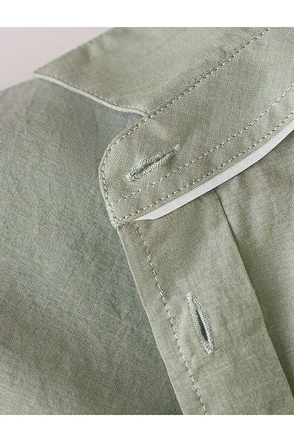 Блузка свободная с карманом из хлопка VILATTE, светло-оливковый - фото 2