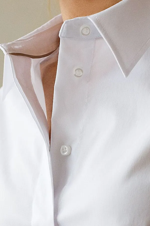 Укороченная блузка из эластичного хлопка VILATTE, белый - фото 2