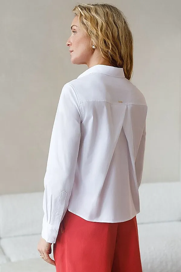 Укороченная блузка из эластичного хлопка VILATTE, белый - фото 2