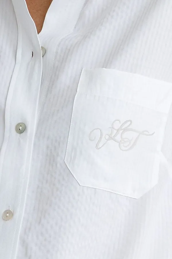 Блузка с кулиской по низу из эластичного хлопка VILATTE, белый - фото 2