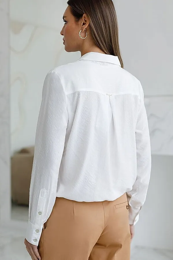 Блузка с кулиской по низу из эластичного хлопка VILATTE, белый - фото 2