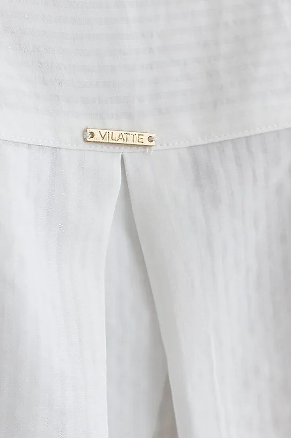Блузка с кулиской по низу из эластичного хлопка VILATTE, белый - фото 2