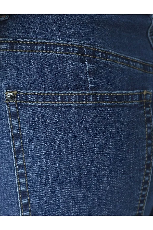 Джинсы трубы прямые с декоративной стиркой из эластичного денима VILATTE, синий - фото 2