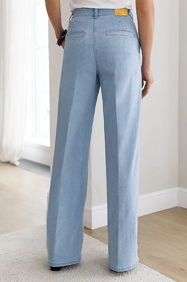 Прямые джинсы трубы со стрелками из эластичного денима VILATTE, голубой - фото 2