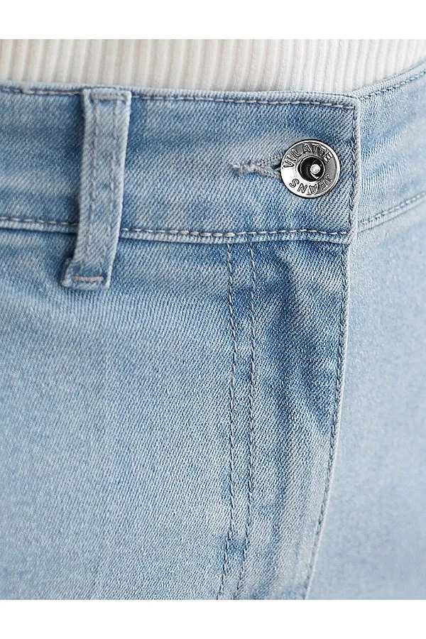 Прямые джинсы трубы со стрелками из эластичного денима VILATTE, голубой - фото 2