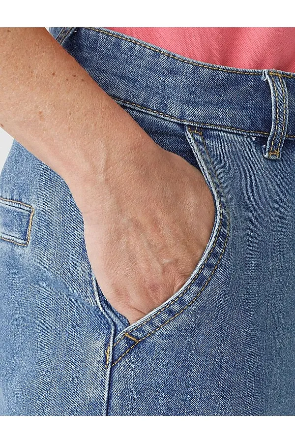 Прямые джинсы трубы со стрелками из эластичного денима VILATTE, синий - фото 2