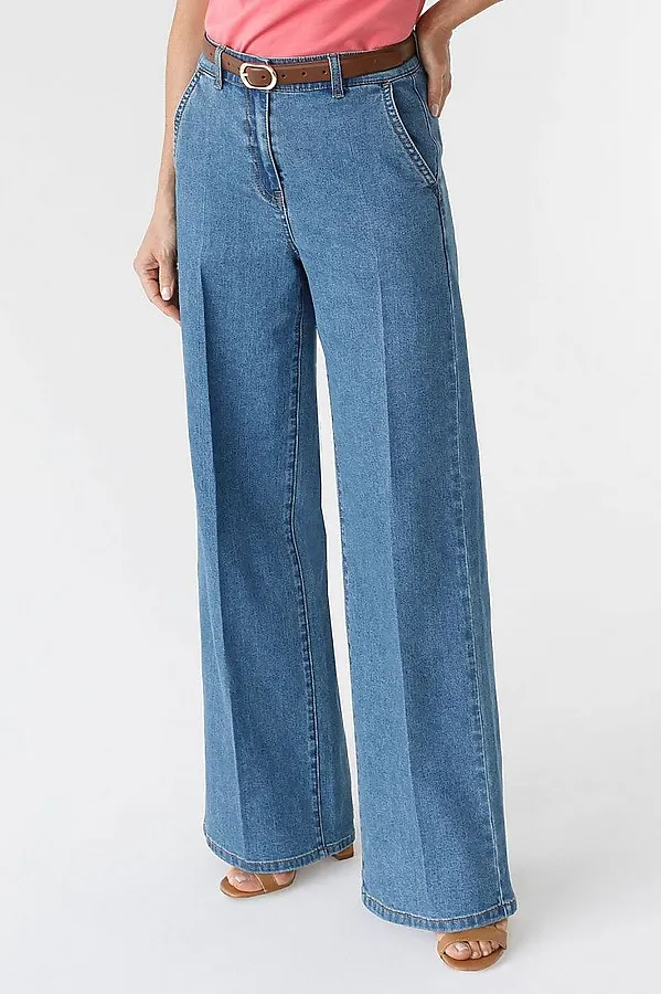 Прямые джинсы трубы со стрелками из эластичного денима VILATTE, синий - фото 2