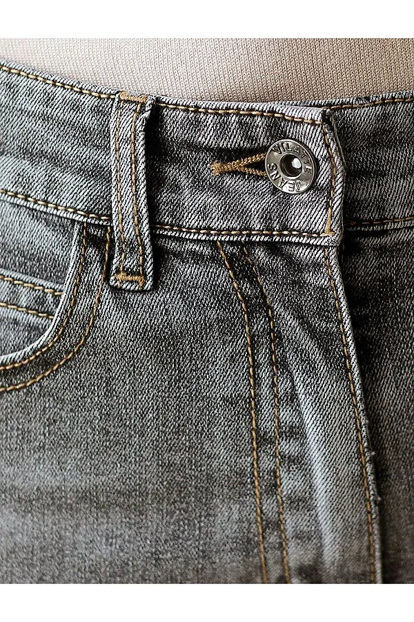 Джинсы дудочки из эластичного облегченного денима VILATTE, серый - фото 2