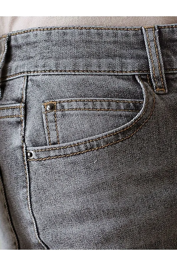 Джинсы дудочки из эластичного облегченного денима VILATTE, серый - фото 2