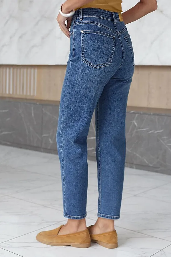 Джинсы дудочки из эластичного облегченного денима VILATTE, синий - фото 2