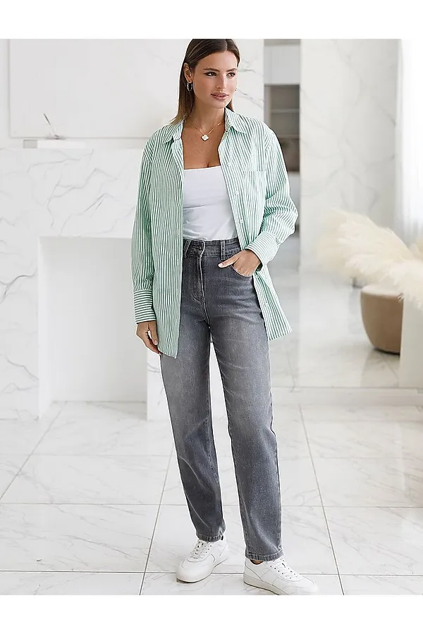 Джинсы mom-fit  из эластичного облегченного денима VILATTE, серый - фото 2