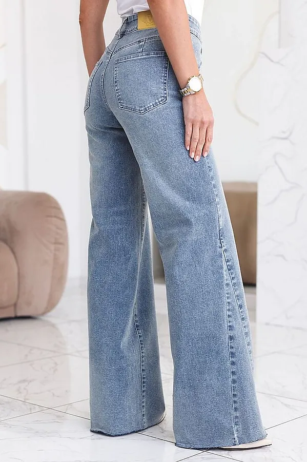 Джинсы клеш от колена из эластичного  денима VILATTE, голубой - фото 2