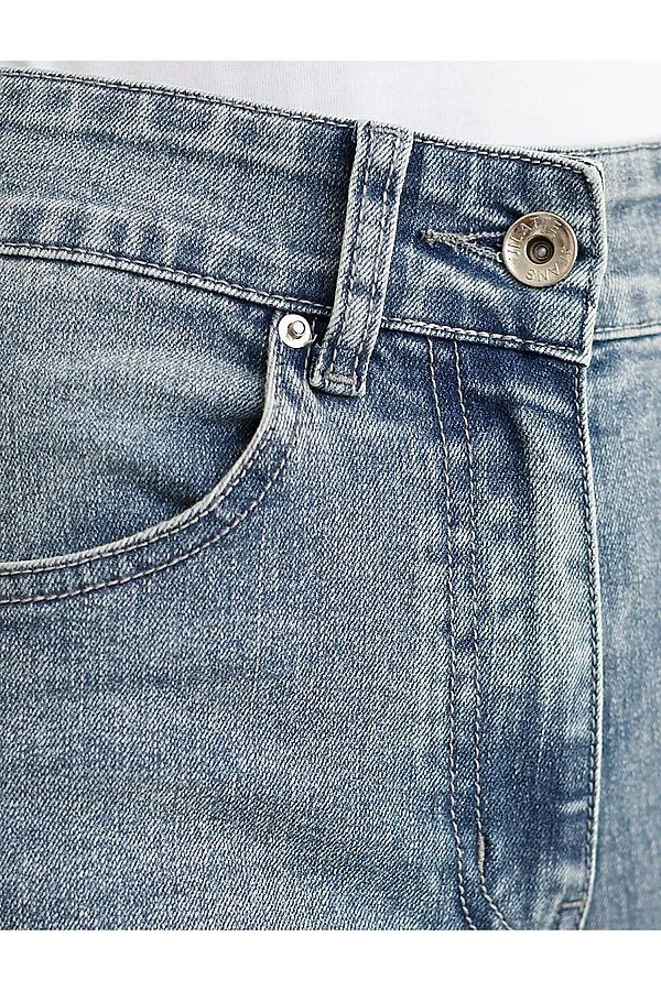 Джинсы клеш от колена из эластичного  денима VILATTE, голубой - фото 2