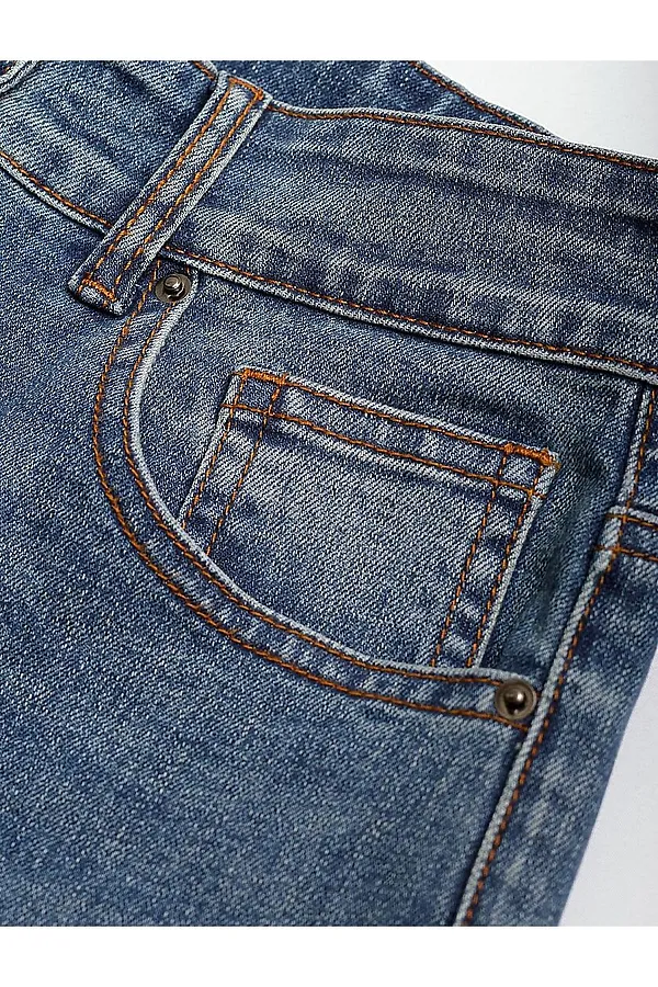 Джинсы клеш от колена из эластичного денима VILATTE, синий - фото 2