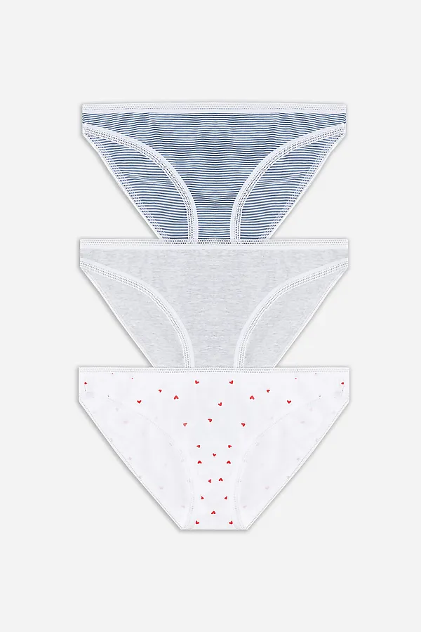 Трусы женские (3шт.) MARK FORMELLE, белые полоски на синем - фото 2