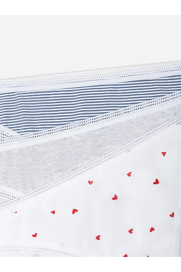 Трусы женские (3шт.) MARK FORMELLE, белые полоски на синем - фото 2