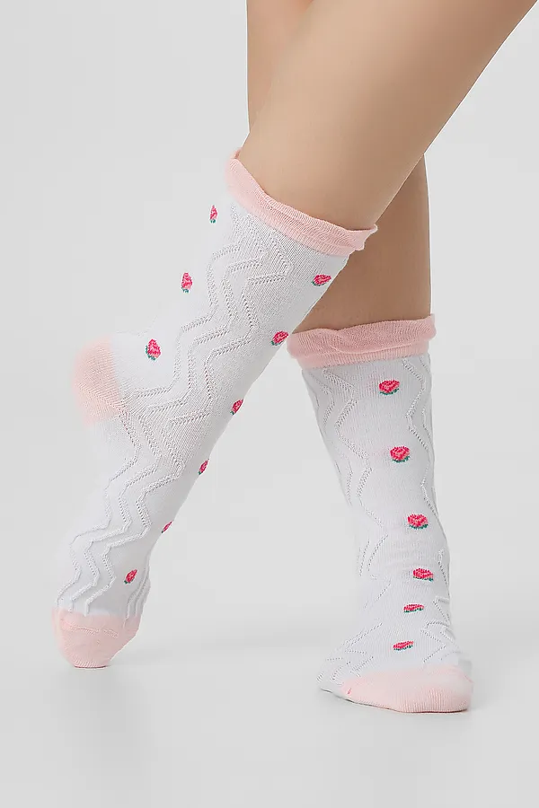 Носки женские MARK FORMELLE, белый /розовый - фото 2