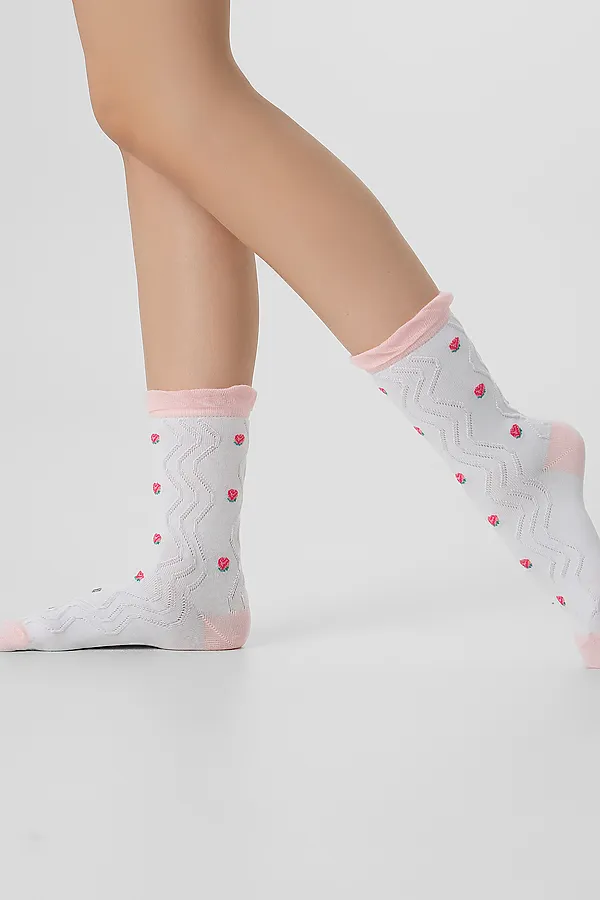 Носки женские MARK FORMELLE, белый /розовый - фото 2